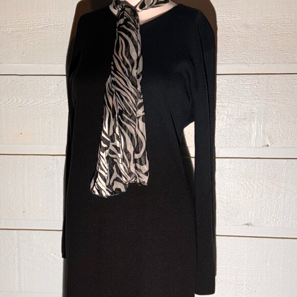 Nina Charles for Kasper ASL Black Knit Maxi Dress – Size Large - Picture 2 of 8
